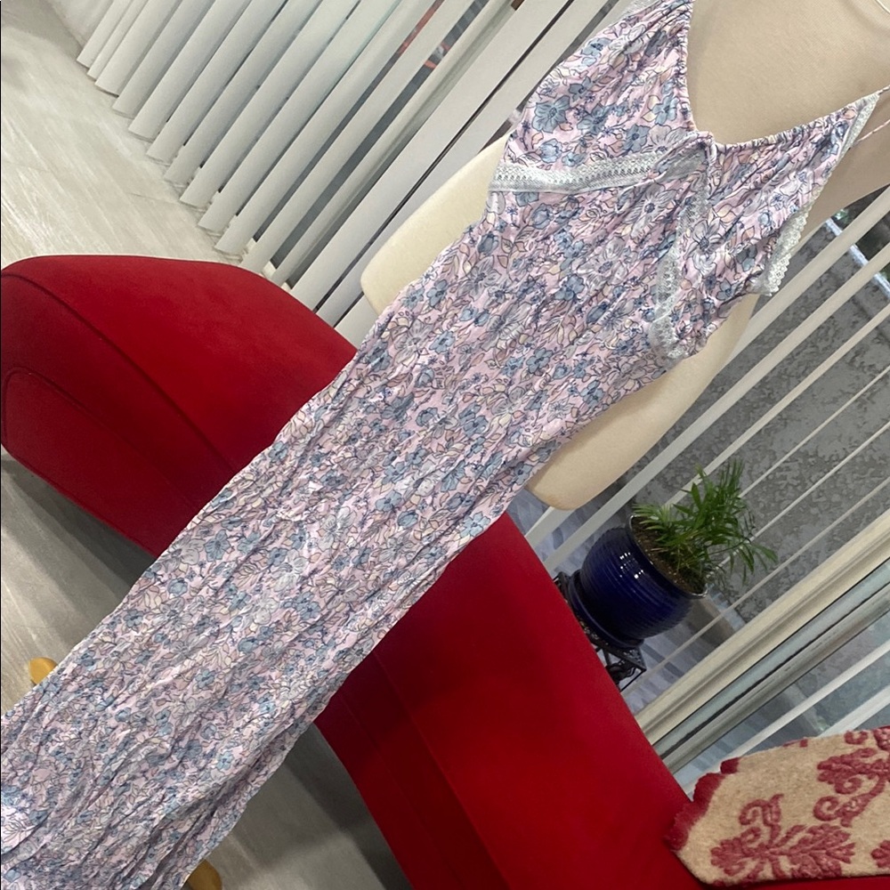 Pink and Blue Spaghetti Strap Maxi Dress for Cocktail